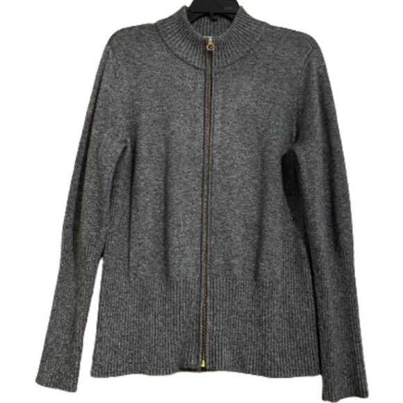 CALVIN KLEIN WOMEN’s GRAY CREW NECK ZIP SWEATER Size M - Picture 1 of 6
